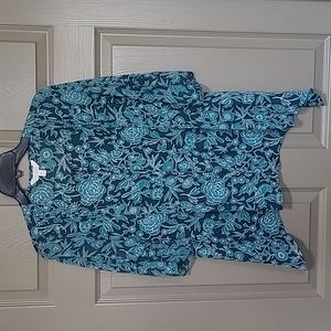 Lauren Conrad blue floral tunic size extra small